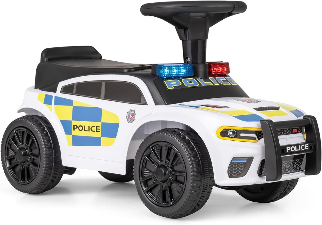 COSTWAY Rutschauto Polizei, Rutschfahrzeug mit blinkenden Lichtern, Musik & Sirene, Kinderauto mit S