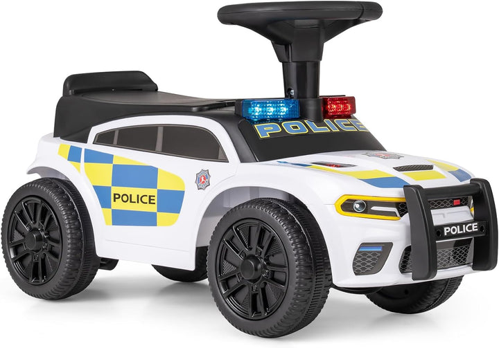 COSTWAY Rutschauto Polizei, Rutschfahrzeug mit blinkenden Lichtern, Musik & Sirene, Kinderauto mit S