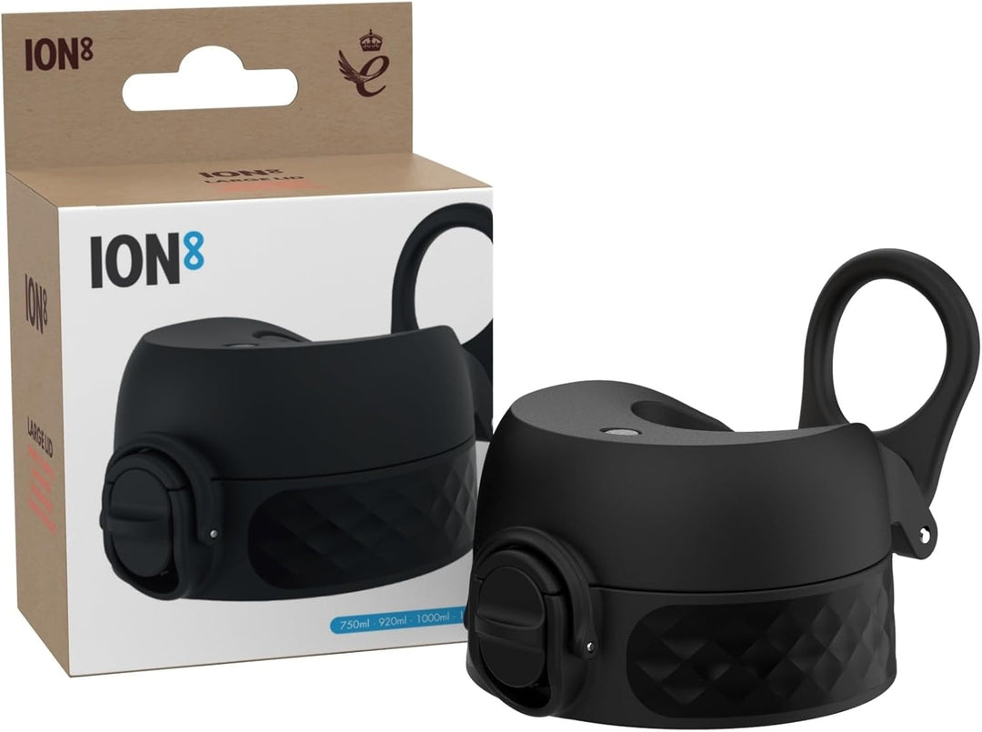 ion8 Auslaufsicherer Ersatz OneTouch 2.0 Trinkflaschendeckel, BPA-frei, Gross, 750ml / 1 Liter, Schw
