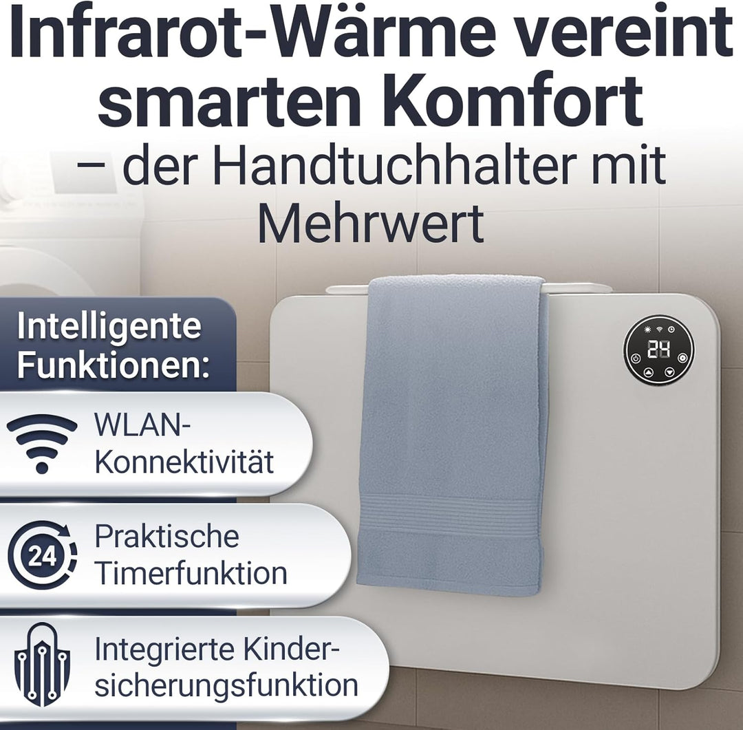 Infrarot Wandheizung 450W - Sofort Wohlfühlwärme - Senkt Heizkosten enorm - Luxusausstattung mit The