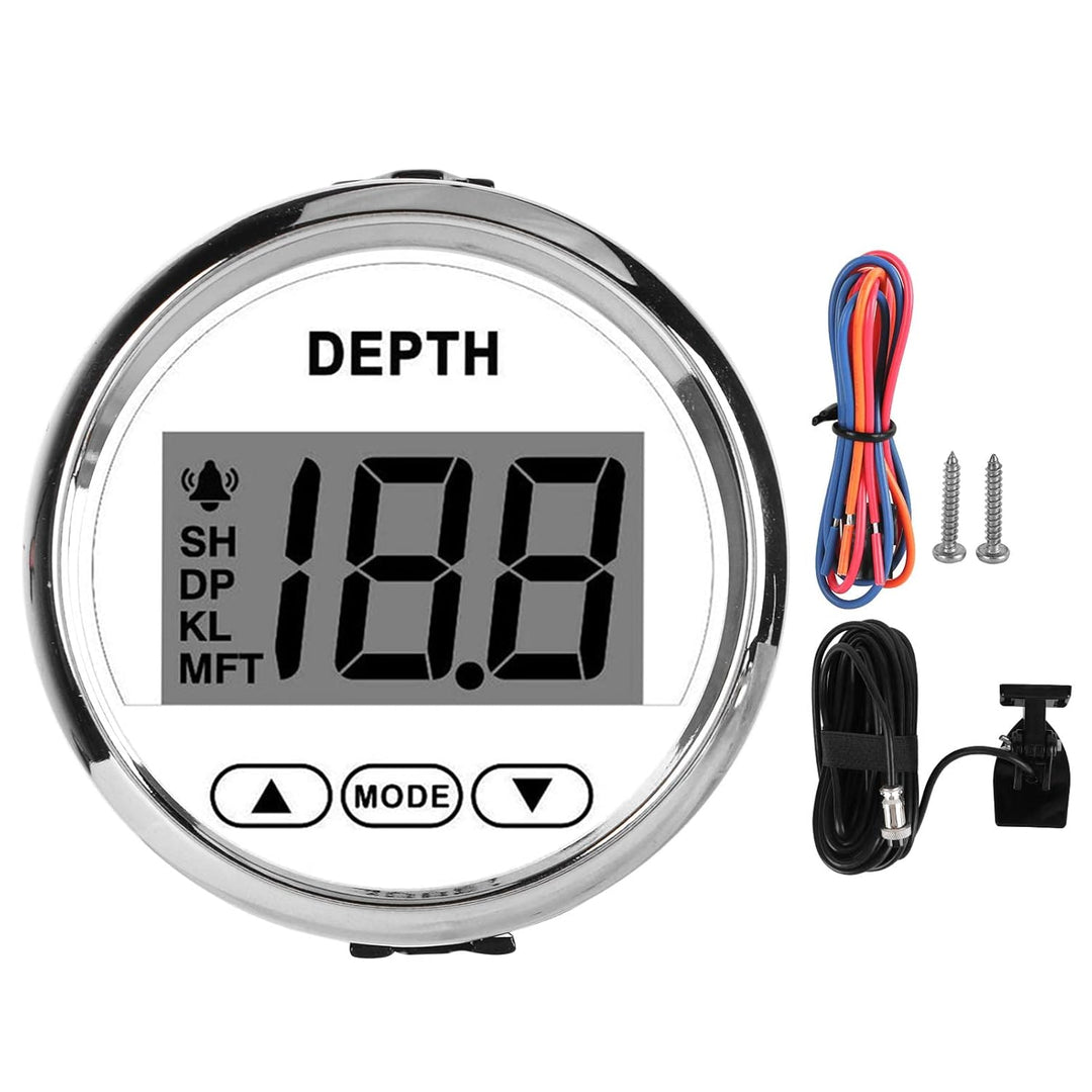 Keenso 9‑32 V Bootstiefenmesser, Wasserdichter Dash Echolotgeber mit Weisser Hintergrundbeleuchtung
