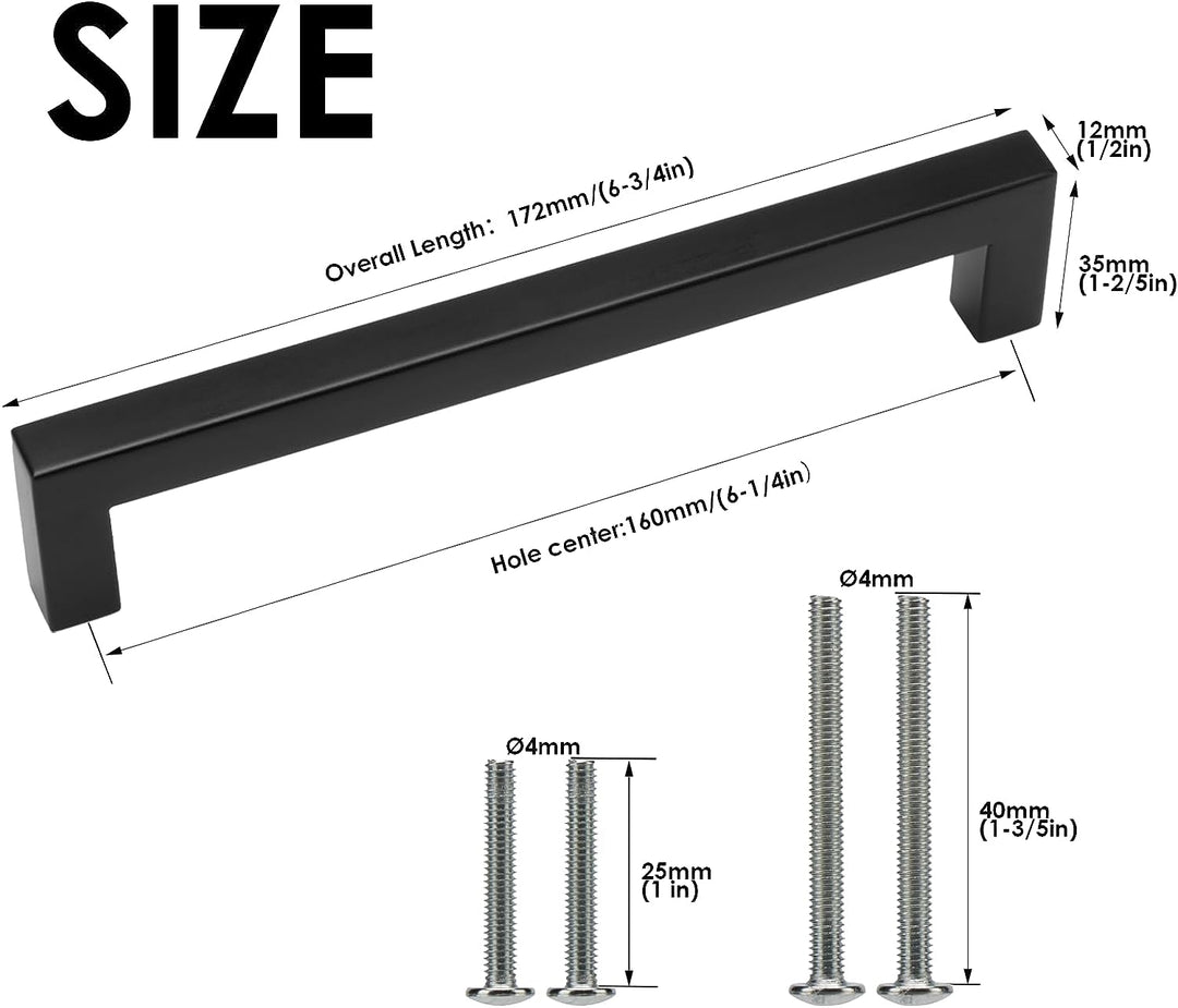 HauSun 15 Stück Möbelgriffe 160mm Schwarz Küchengriffe aus Edelstahl Schrankgriffe mit Schrauben Tür