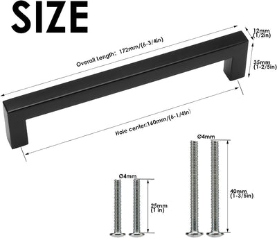 HauSun 15 Stück Möbelgriffe 160mm Schwarz Küchengriffe aus Edelstahl Schrankgriffe mit Schrauben Tür