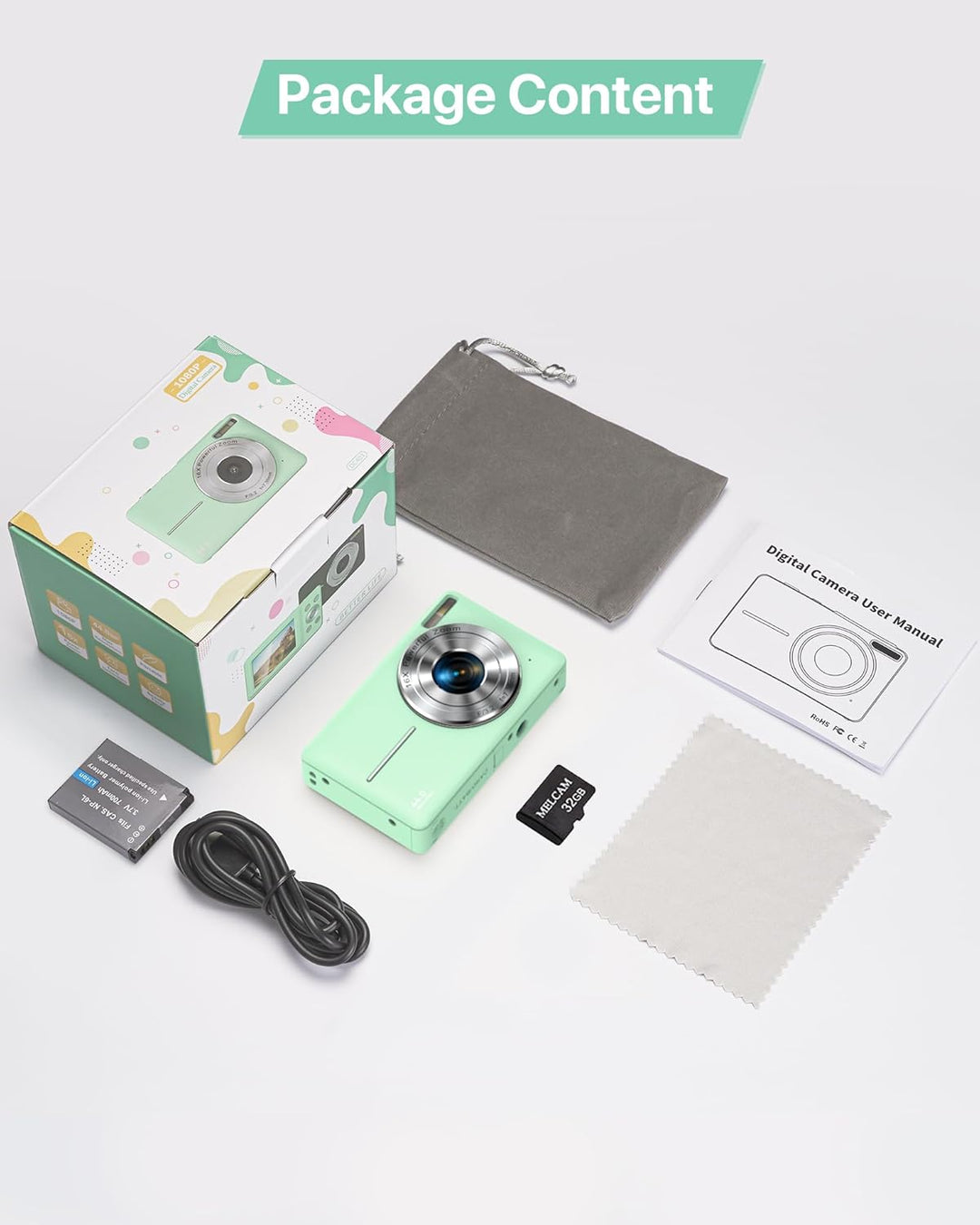 Digitalkamera 1080P Fotokamera 44MP Kamera Fotoapparat Tragbare Kompaktkamera mit 2,4" LCD Bildschir