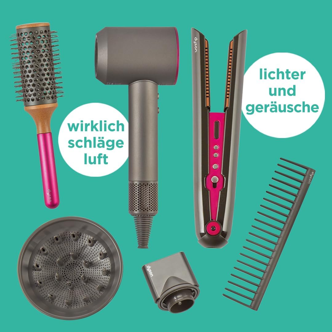 Casdon 73552 Dyson Supersonic & Corrale Deluxe Styling Set-Spielzeug-Glätteisen & Föhn mit echter Fu