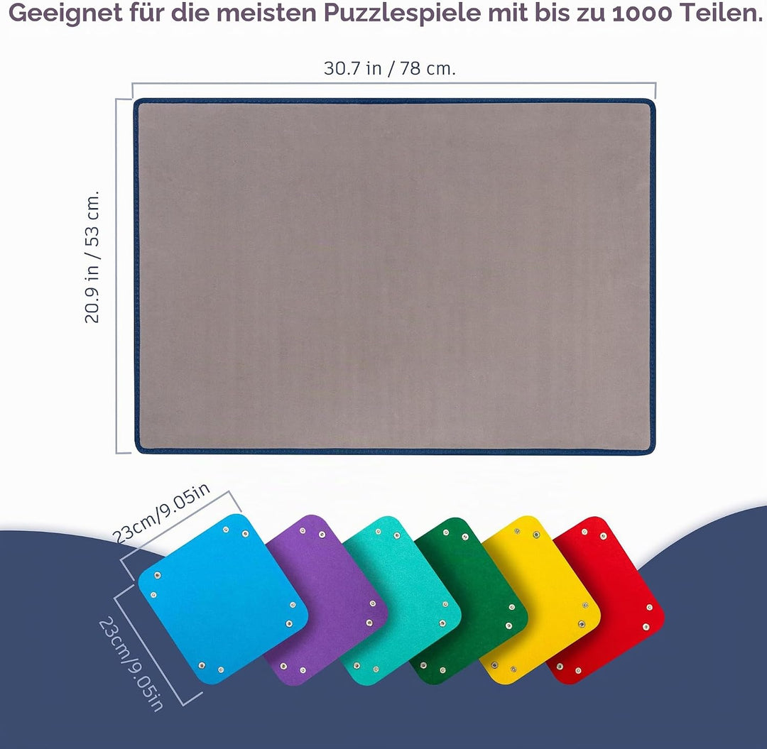 Tektalk Puzzlebrett mit 6 Farbsortiertabletts – tragbare Puzzlematte mit rutschfester Oberfläche, st