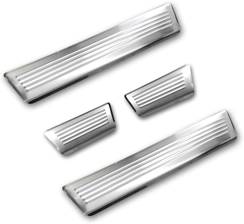 Avisa Stainless Steel Door sill Protectors Compatible with Renault Captur II 2020- 'Lines' - 4-Piece