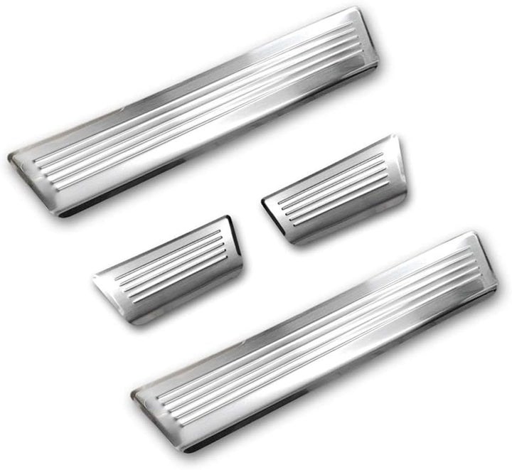 Avisa Stainless Steel Door sill Protectors Compatible with Renault Captur II 2020- 'Lines' - 4-Piece