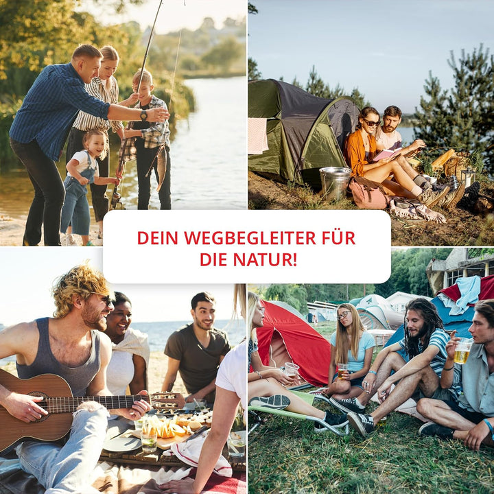Grafner XXL Campingtisch in Holzoptik klappbar, 118 x 58 x 43 cm, niedrige Ausführung, kleines Packm