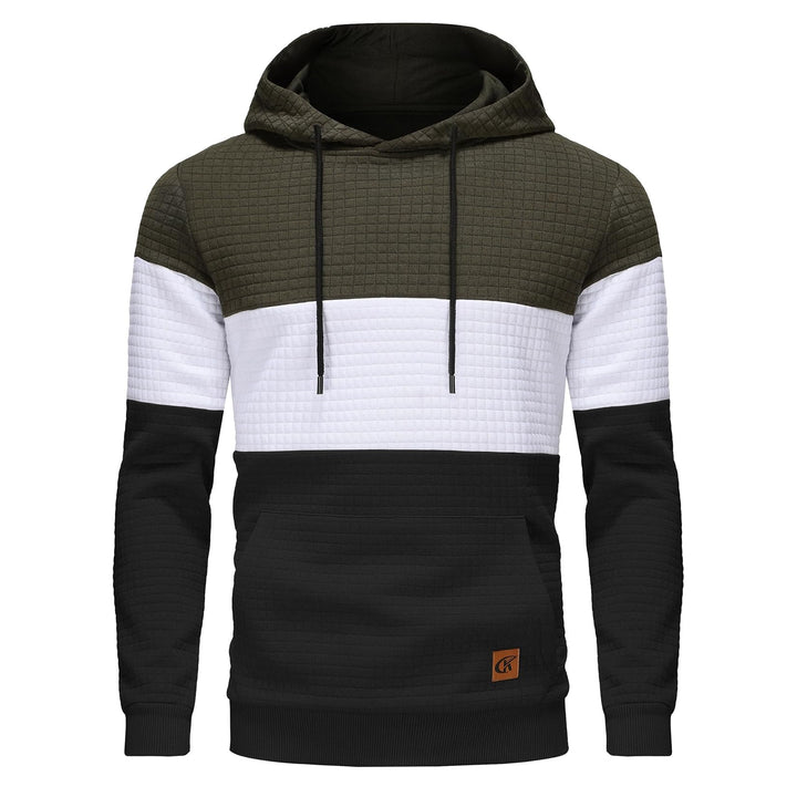 YuKaiChen Herren Pullover Herren Patchwork Hoodie Langarm Jacquard Kaputzenpullover Farbblock Sweats