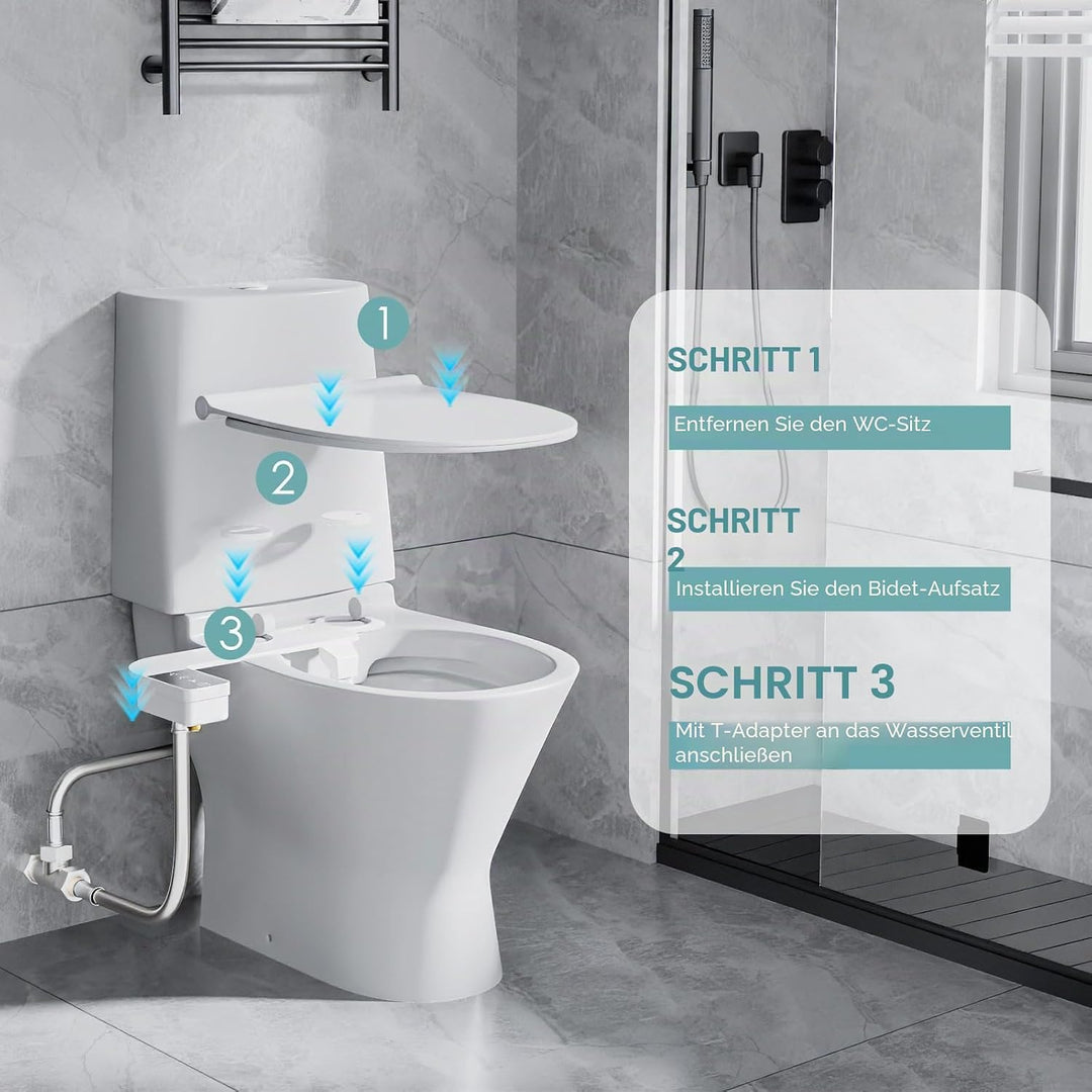 Bidet Aufsatz für Toilette, Nicht Elektrisches Kaltwasser-Bidet mit Einziehbaren Doppel Selbstreinig