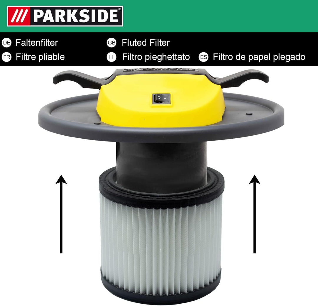 Original Parkside Falten-Filter mit Stahlinnengitter, stabile Ausführung, für Aschesauger - Kaminsau