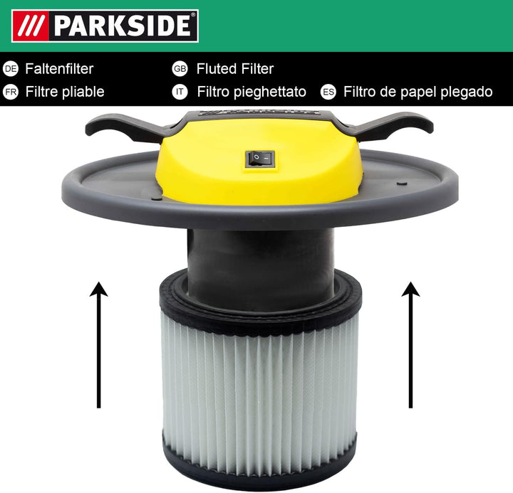 Original Parkside Falten-Filter mit Stahlinnengitter, stabile Ausführung, für Aschesauger - Kaminsau