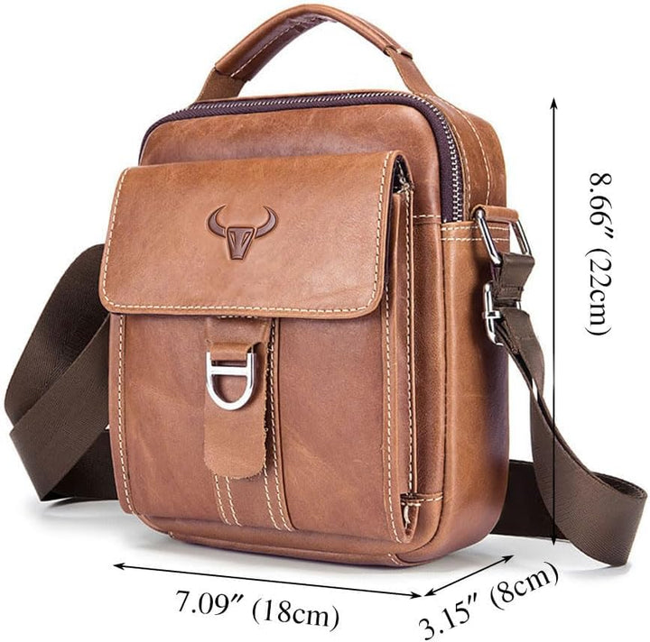 Echtes Leder Klein Umhängetasche Herren Tasche Reisen Mini Schultertasche Handytasche Männer Wasserd