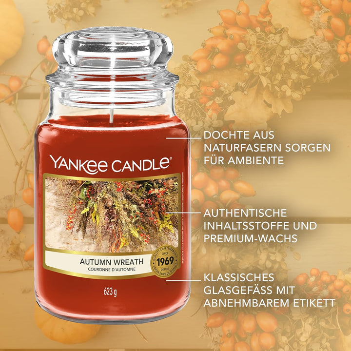 Yankee Candle Duftkerze im Glas (gross) | Autumn Wreath | Kerze mit langer Brenndauer bis zu 150 Stu