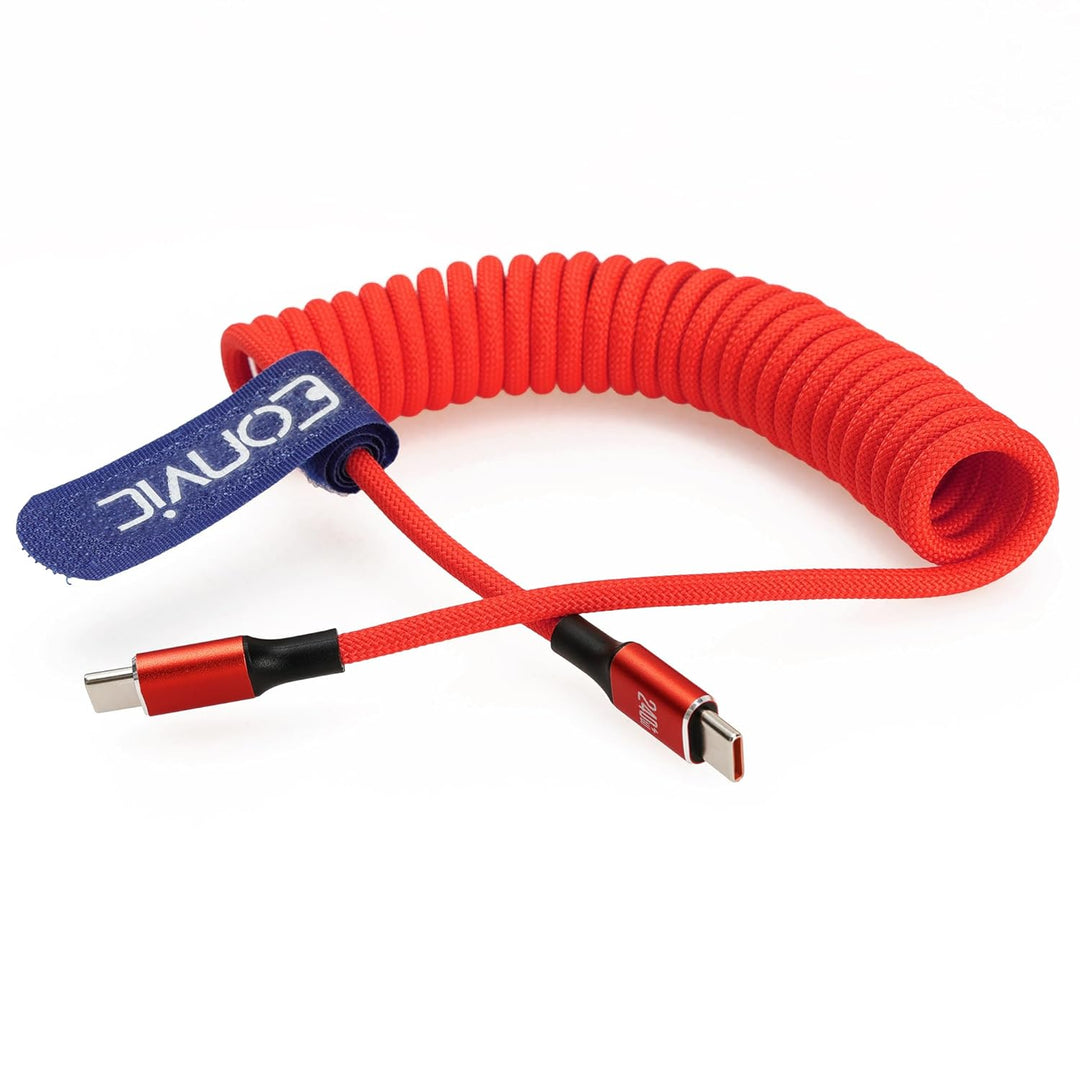 Eonvic 240 W USB C auf USB C Daten-Schnellladekabel, geflochtenes Spiralkabel für iPhone 15, 16, 17