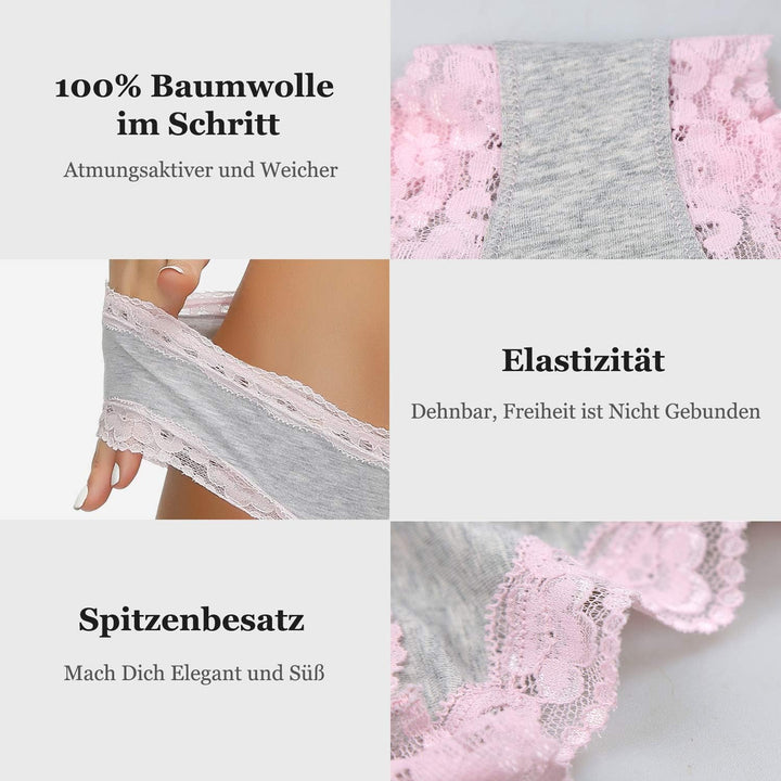COMSOFT Baumwolle Unterwäsche Damen Höschen Sanft Spitze Hipster Slip Mehrfarbig L Mehrfarbige Slips
