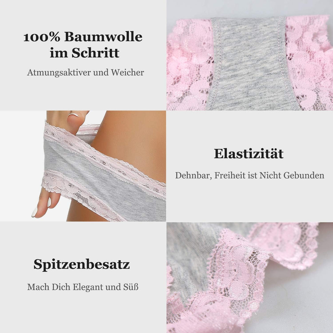 COMSOFT Baumwolle Unterwäsche Damen Höschen Sanft Spitze Hipster Slip Mehrfarbig L Mehrfarbige Slips