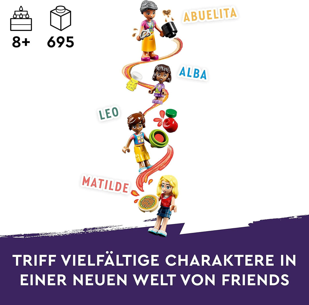 LEGO 41747 Friends Heartlake City Gemeinschaftsküche Spiel-Set mit Koch-Zubehör, 3 Mini-Puppen und d