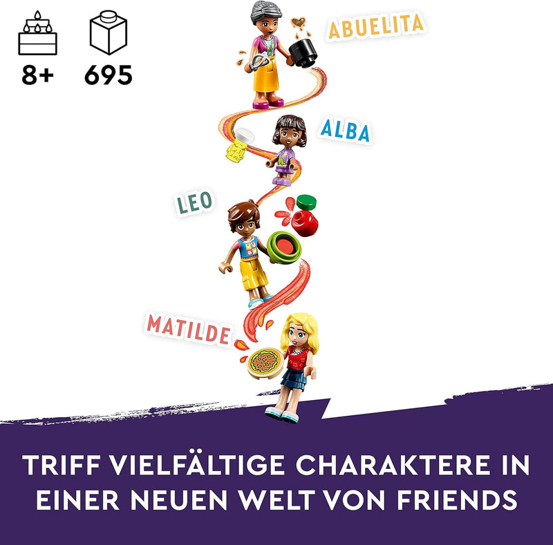 LEGO 41747 Friends Heartlake City Gemeinschaftsküche Spiel-Set mit Koch-Zubehör, 3 Mini-Puppen und d