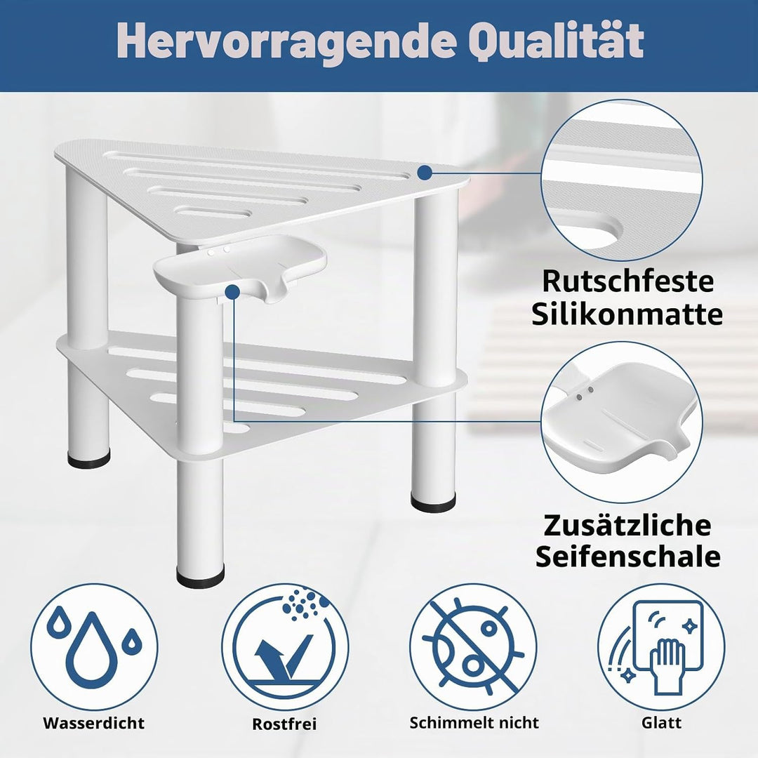 Eck-Duschfusshocker zum Rasieren der Beine, Rostfestigkeit und Rutschfester | Weiss Duschfussstützen