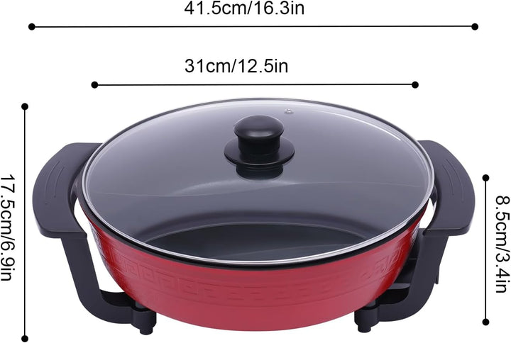 KOLHGNSE 1300W 6L Twin Hot Pot Pot med lock Hotpot Elektrisk 2 delad köksgryta Matlagningsverktyg