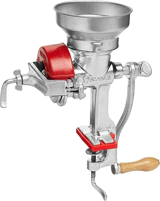 Victoria GRN-101 Manuelle niedrigem Trichter Getreidemühle, Gusseisen, Silber, rot Low, Low