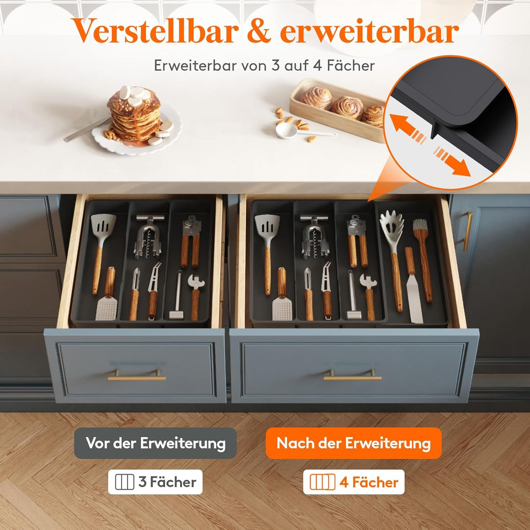 Lifewit Besteckkasten für Schubladen, Küchenutensilienhalter erweiterbar auf 43,9 cm, Schubladen Org