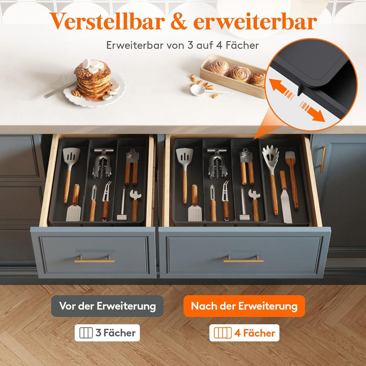Lifewit Besteckkasten für Schubladen, Küchenutensilienhalter erweiterbar auf 43,9 cm, Schubladen Org