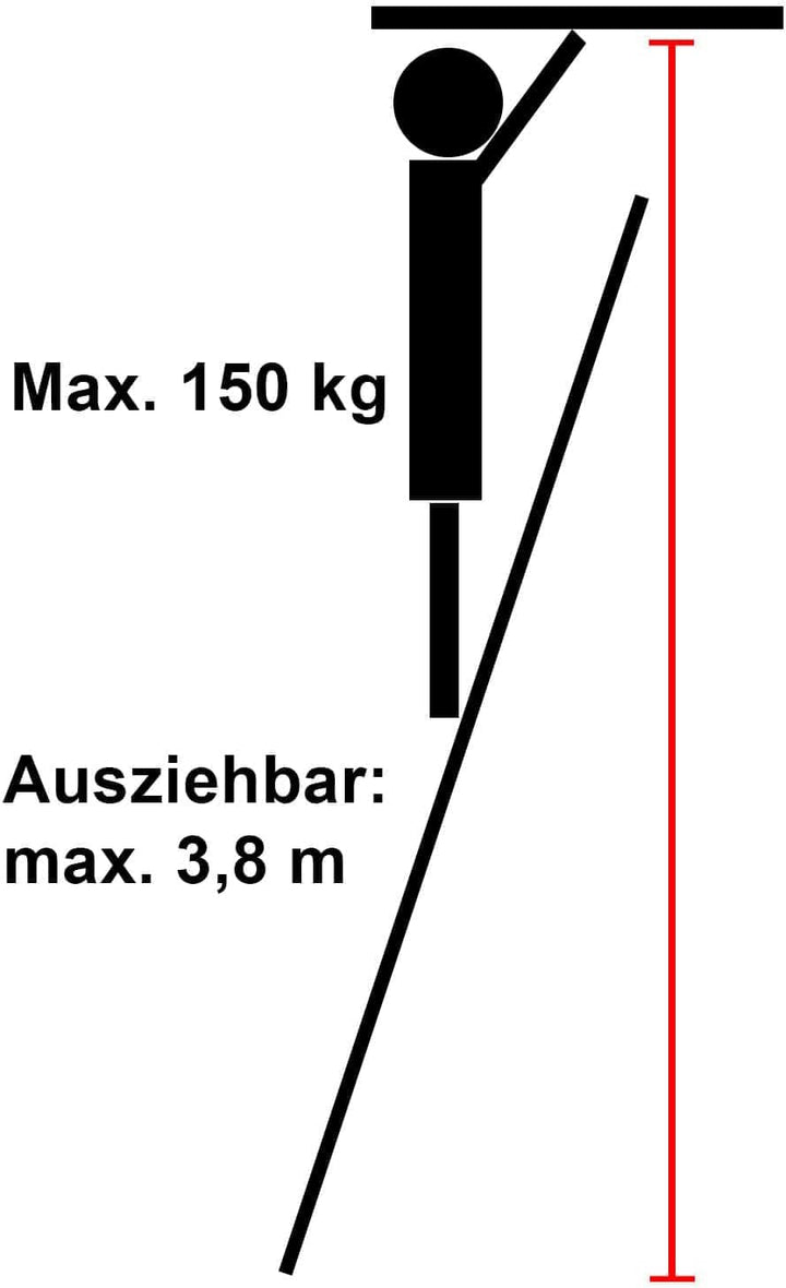 Eaxus® Teleskopleiter 3,8m - DIN EN 131 Aluminium Mehrzweckleiter Ausziehbar mit 13 Stufen, Silber 3