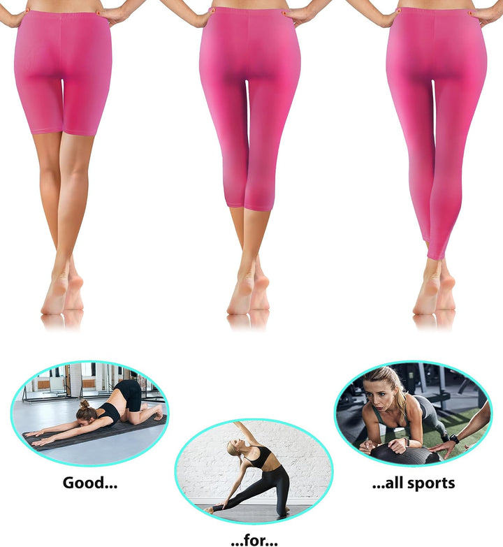 sesto senso 3 Paar Damen Sport Leggings Verschiedene Beinlängen Baumwolle Bunt Yoga Fitness Hose 1/2