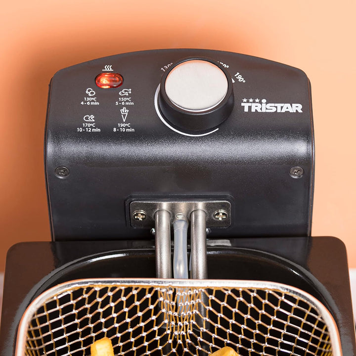 Tristar Fritteuse – 3 L, 2000 Watt, Thermostat, Emaille -Behälter, Kühlzone, FR-6946, Grau Ohne Sich