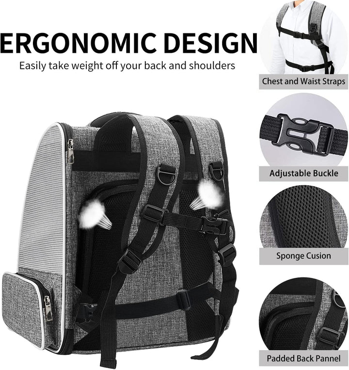 PENCCOR Erweiterbar Katzenrucksack Hunderucksack Haustierrucksack belüftet mit Sicherheitsleine & Ra