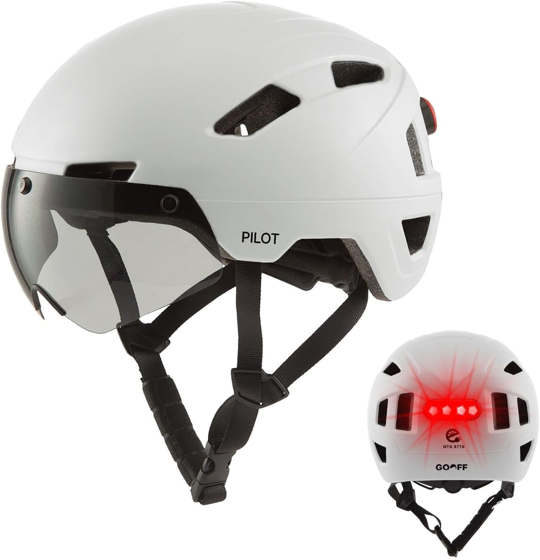 GOOFF Pilot S-Pedelec Helm - Schutz für schnelle E-Bike Fahrten – Fahrradhelm mit Visier und Licht –