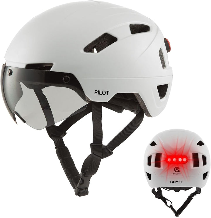 GOOFF Pilot S-Pedelec Helm - Schutz für schnelle E-Bike Fahrten – Fahrradhelm mit Visier und Licht –