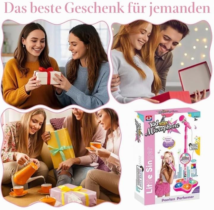 Mikrofon Karaoke Mit Ständer, Karaoke Maschine, Gesangsspielzeug Mit Verstellbarer Höhe, Soundeffekt
