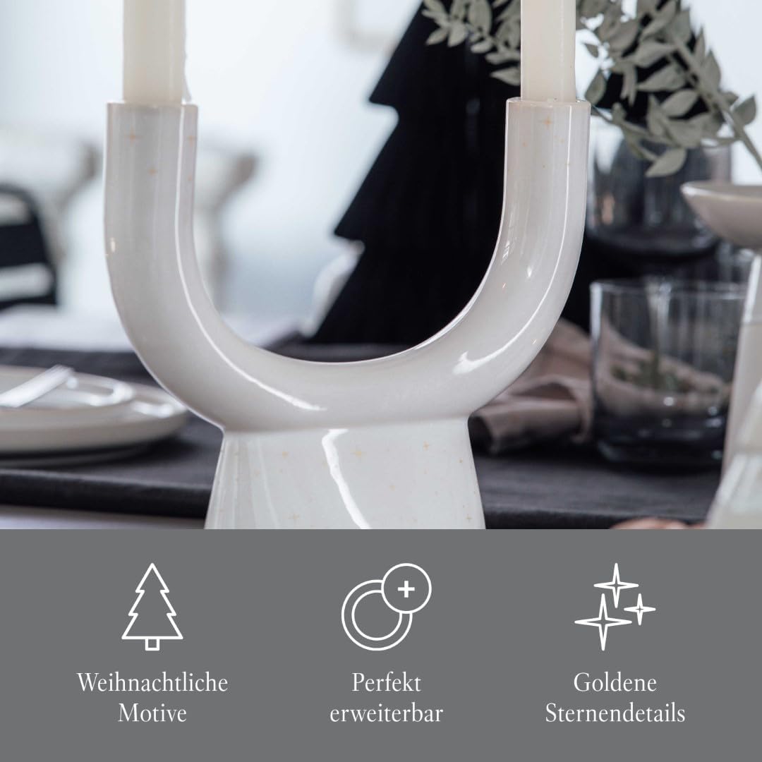 like. by Villeroy & Boch – Winter Glow Kerzenhalter U-Form, Weihnachtsdeko aus Premium Porzellan, Ke
