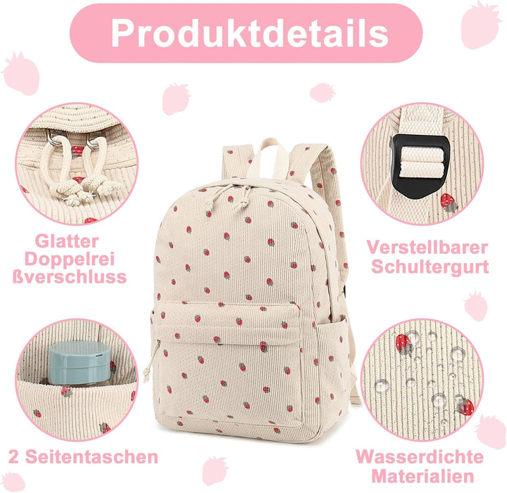 Schulrucksack Mädchen Teenager Damen Schultasche Rucksack Set Schulranzen für Mädchen Schule 3-teili