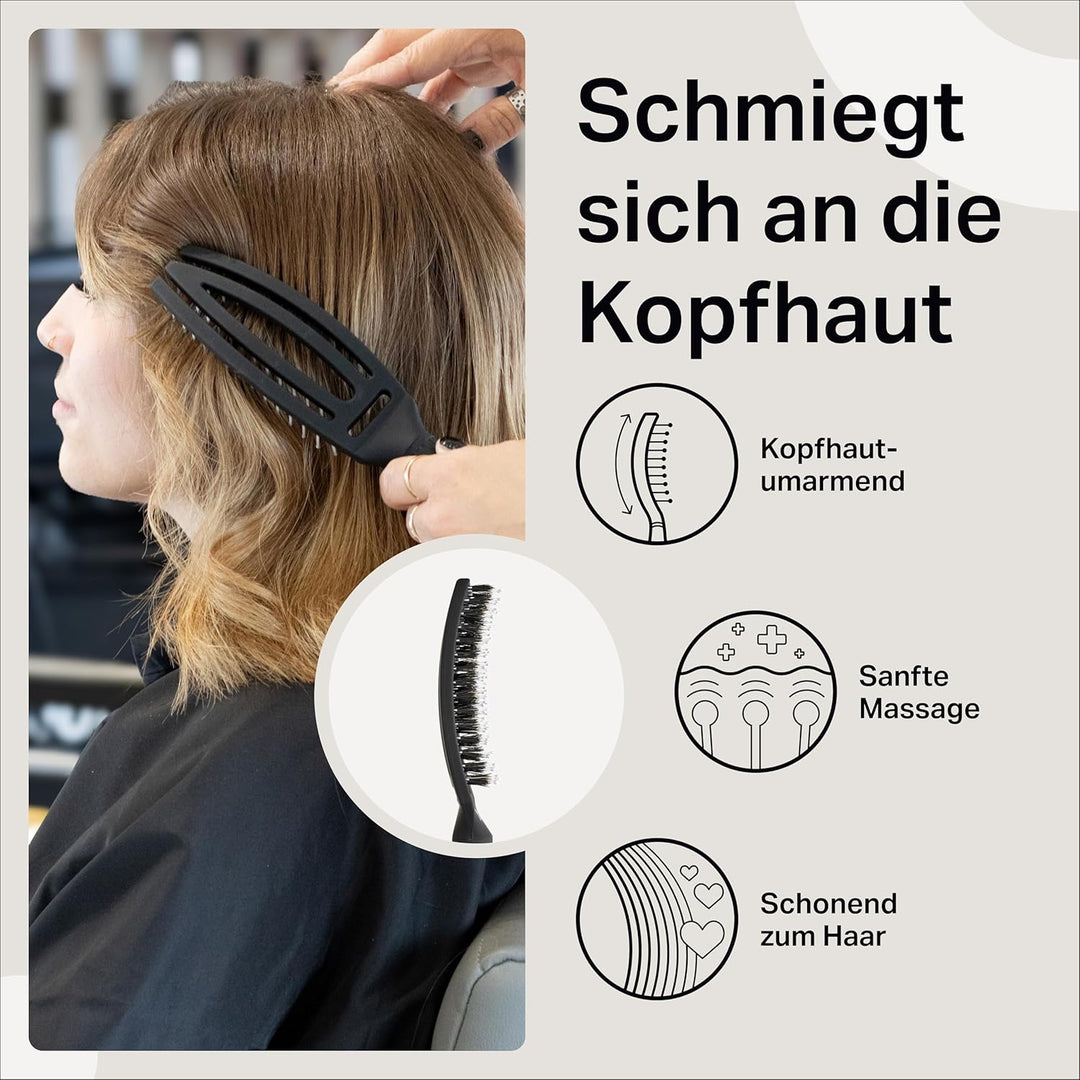 Olivia Garden Fingerbrush Care Iconic - Small - Schwarz - Detangler Bürste mit Wildschweinborsten &