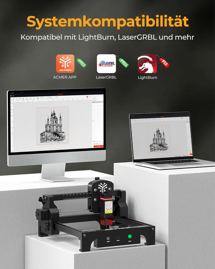 Acmer T1 Lasergravierer 3.5W, Tragbarer Mini Lasergravur Maschine, 0.01mm HochpräZiser Laser Cutter,