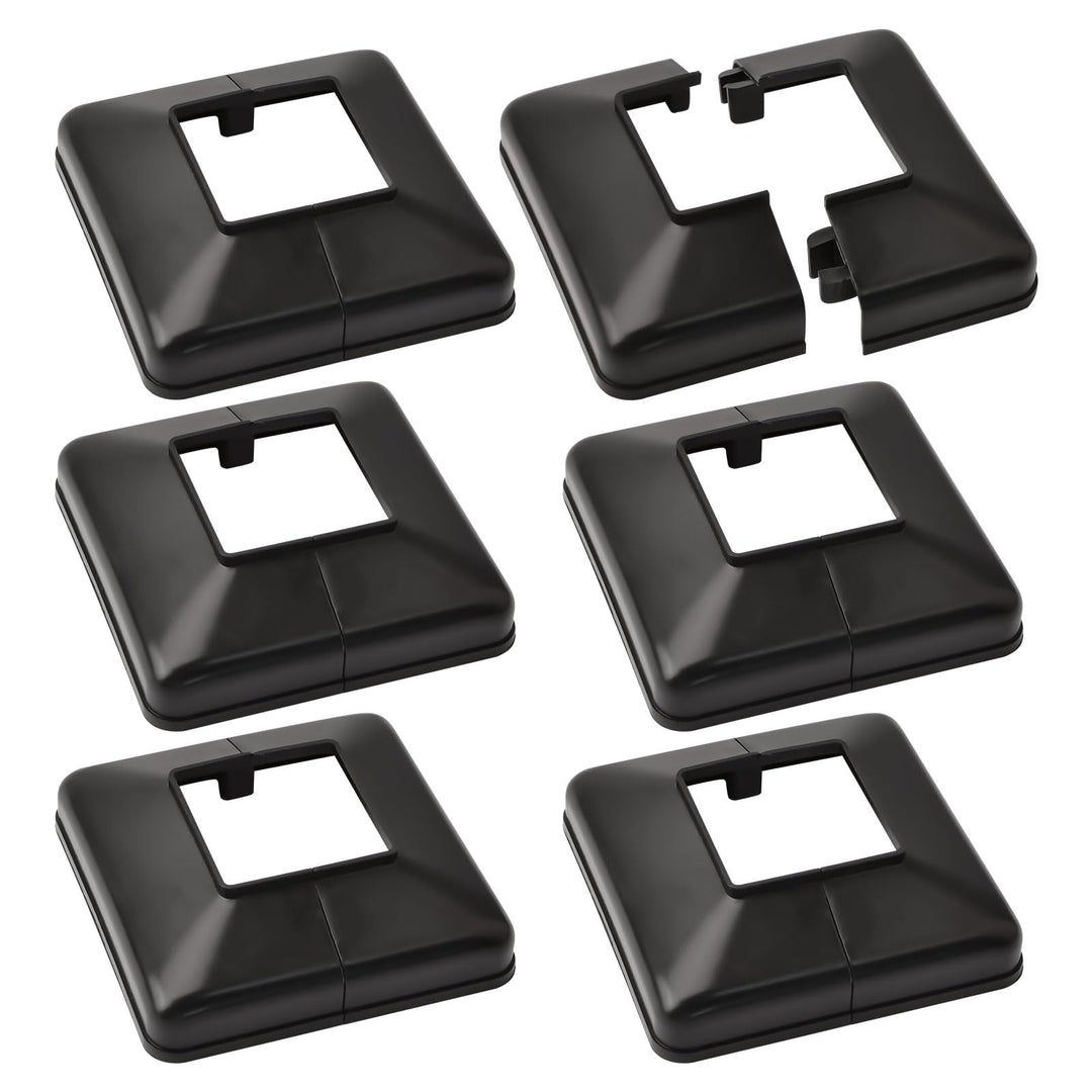 Pfosten-Basisabdeckung, 6 Stück, 50 x 50 mm, Kunststoff-Pfostenbasis, dekorative geteilte Pfostensch