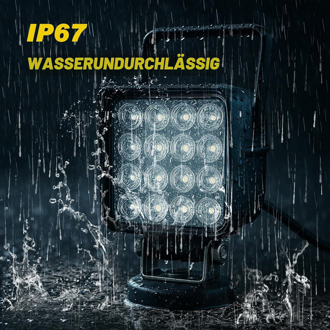 Willpower 48W LED Arbeitsscheinwerfer mit Magnetfuss, 4 Zoll tragbarer runder LED-Flutlicht für Auto