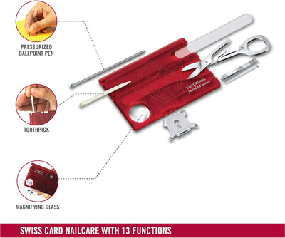 Victorinox, Multitool Karte, Swiss Card Nailcare, Taschenmesser, in Kreditkartenformat, 13 Funktione