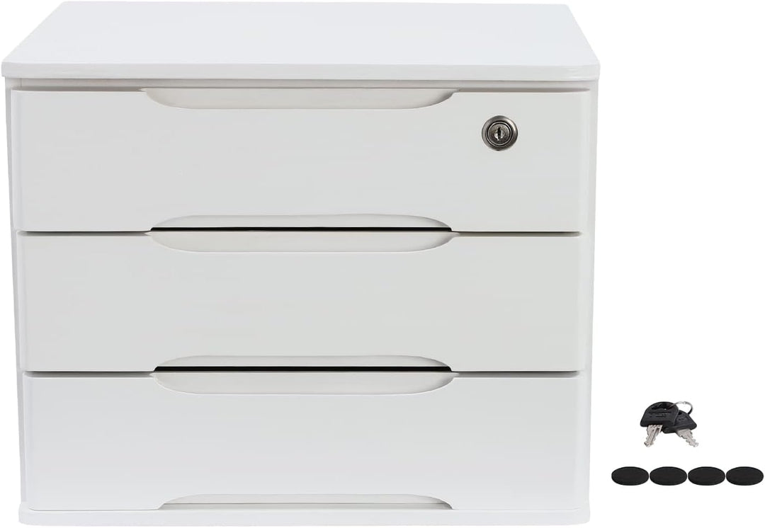 Aufbewahrungsbox mit 3 Ebenen, mit abschliessbarer Schublade, Schreibtisch-Organizer aus Holz, L 39