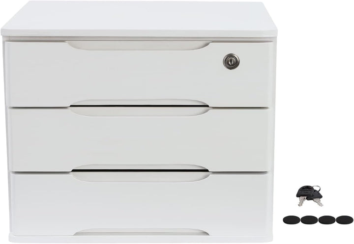 Aufbewahrungsbox mit 3 Ebenen, mit abschliessbarer Schublade, Schreibtisch-Organizer aus Holz, L 39