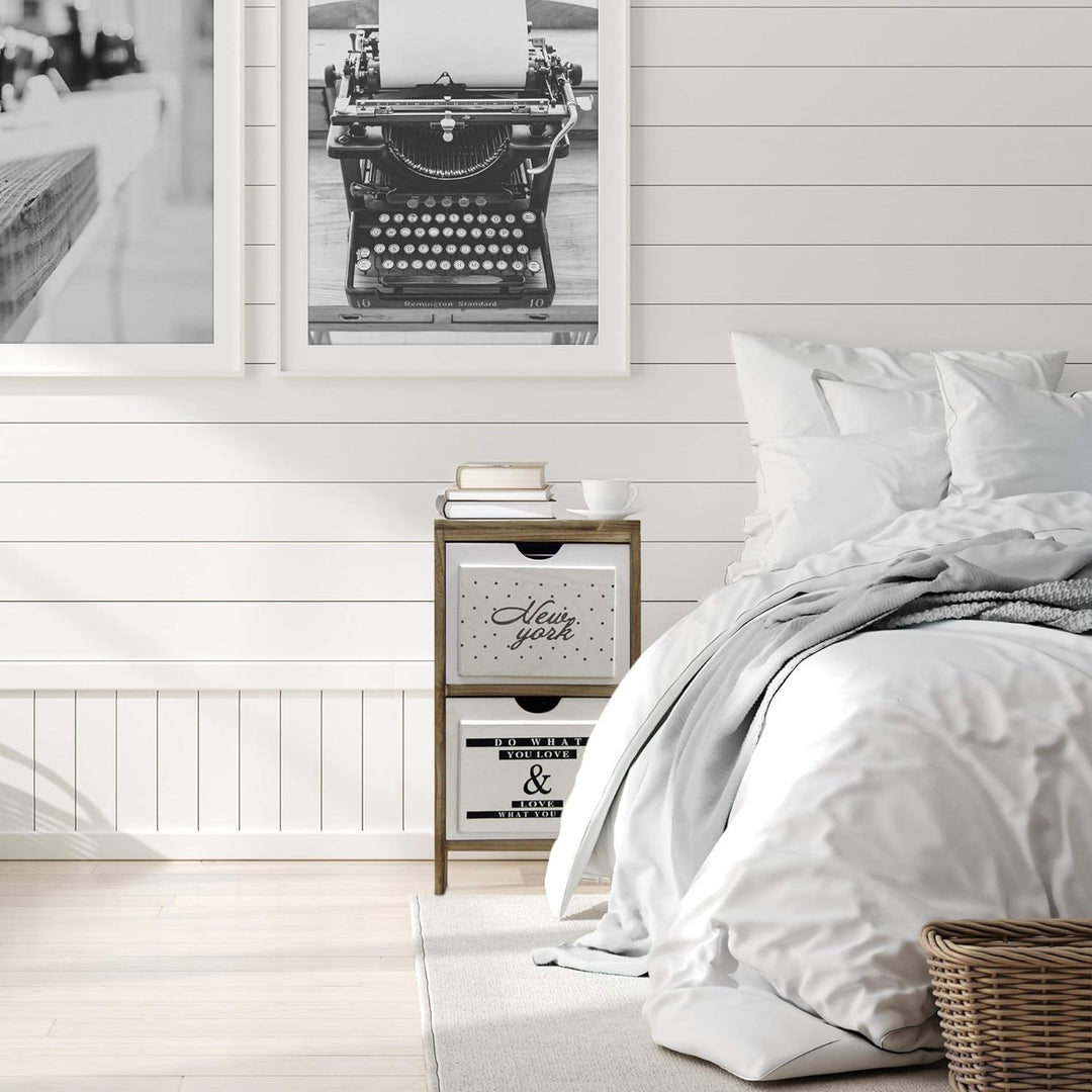 Rebecca Mobili Nachttisch Platzsparend, Kommode mit 3 Schubladen, Im Nordischen Stil, Holz, Hellbrau