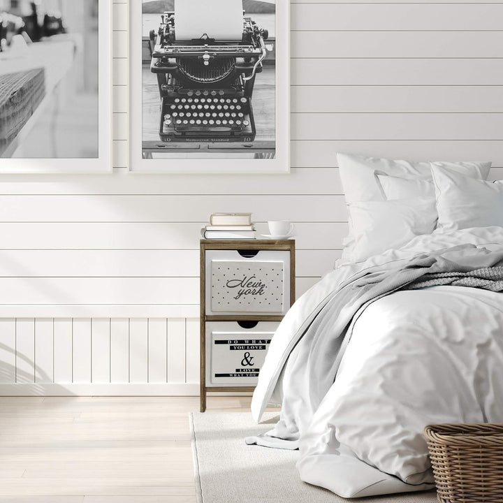 Rebecca Mobili Nachttisch Platzsparend, Kommode mit 3 Schubladen, Im Nordischen Stil, Holz, Hellbrau