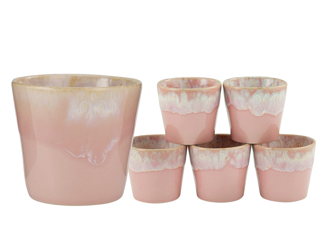 CreaTable, 23727, Serie Grespresso, Lungo Set 6 teilig, Steinzeug, Rosé Lungo 21 cl Rosé, Lungo 21 c
