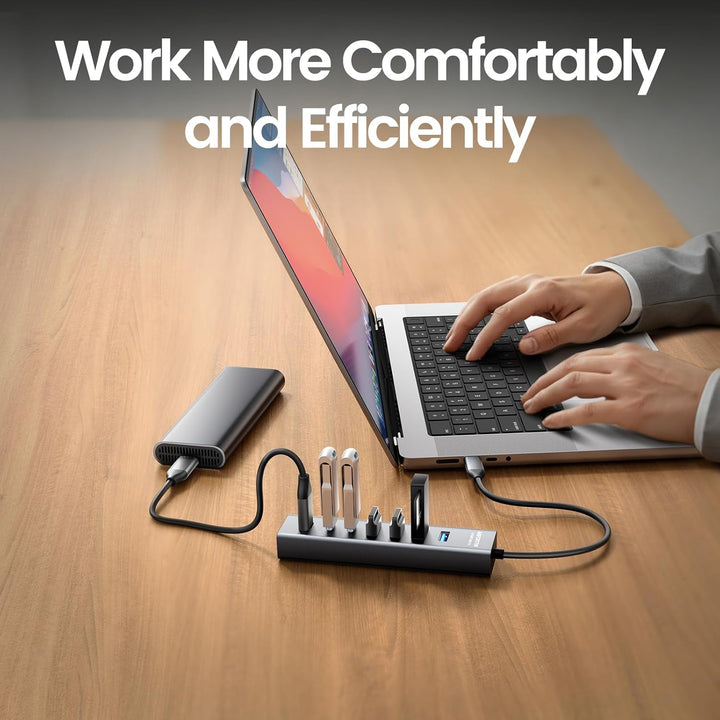 USB C auf USB Adapter, Aluminium USB C Hub 5Gbps Mit 4 USB-A & 3 USB-C Port, USB C Verteiler Mehrfac