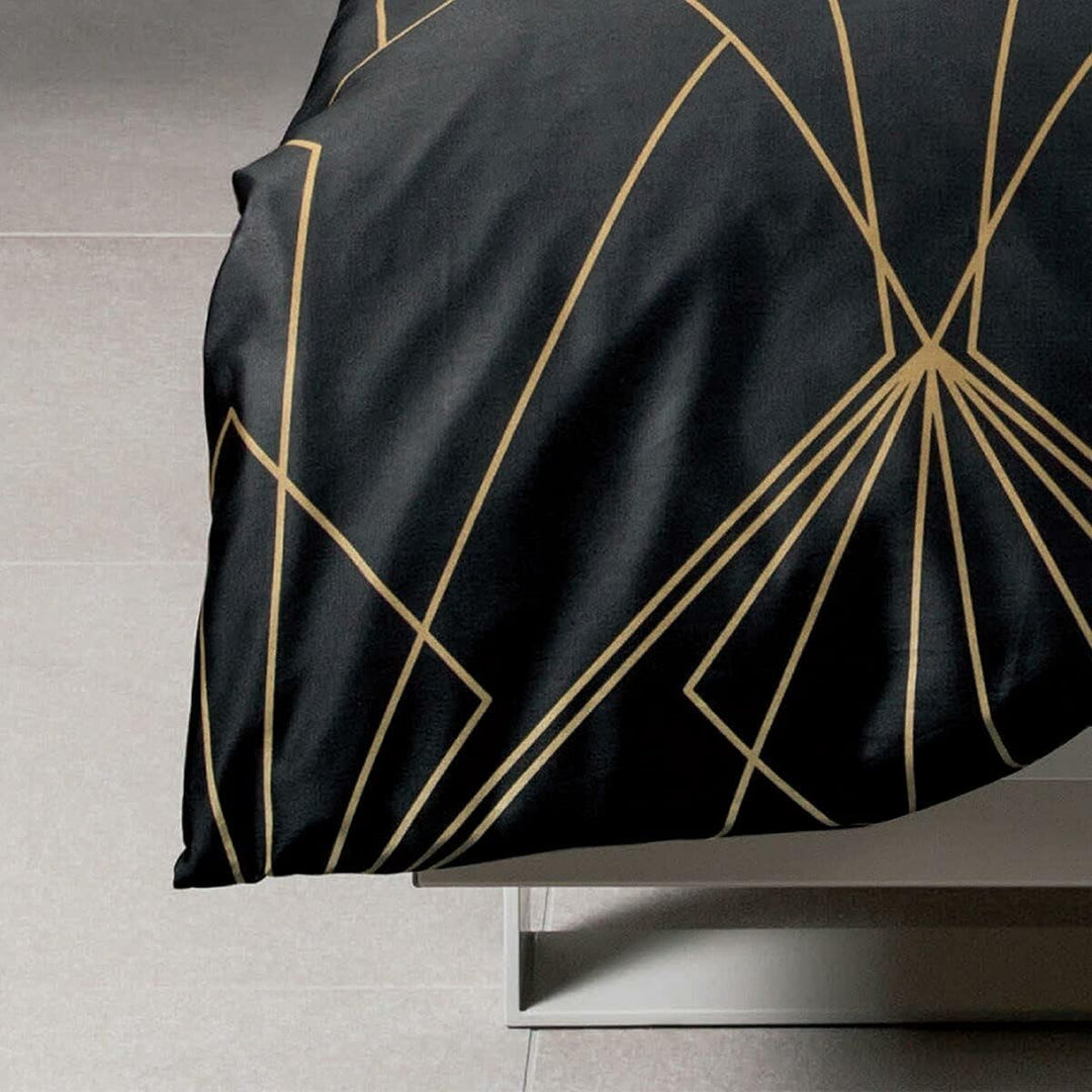 Janine Mako-Satin-Bettwäsche J.D. 200x220 cm + 2X 80x80 cm bronzebraun-schwarz, 200x220 cm